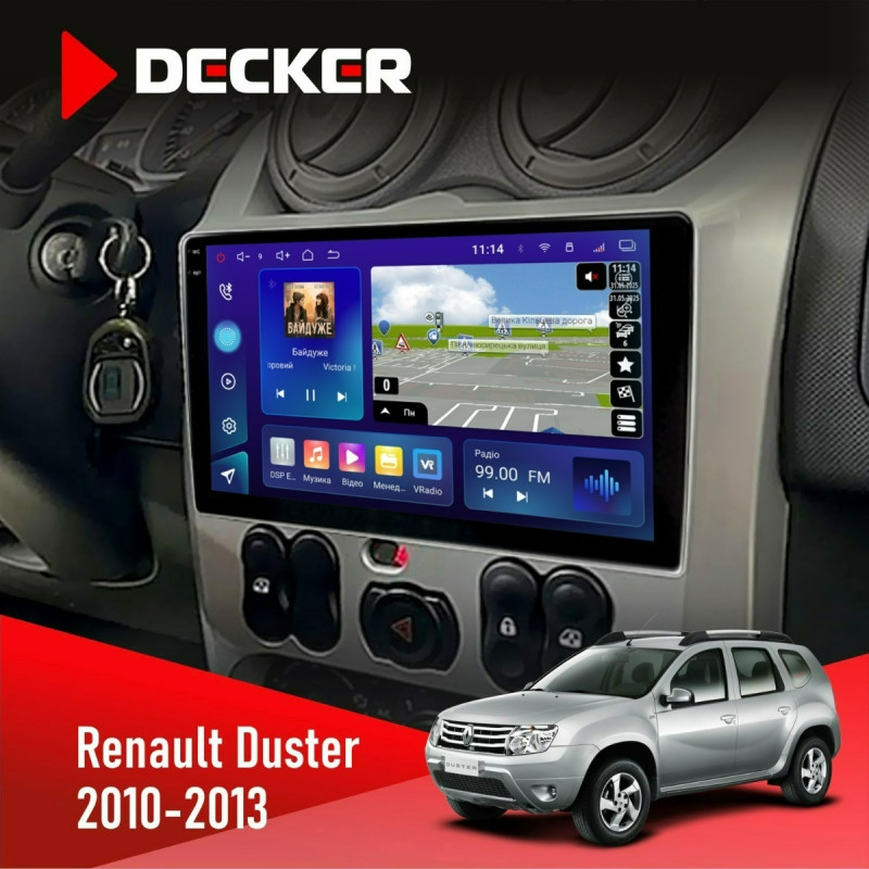 Штатна магнітола Renault Duster 2010-2013 Decker D9-009 4x64, DSP, 4G, 2k