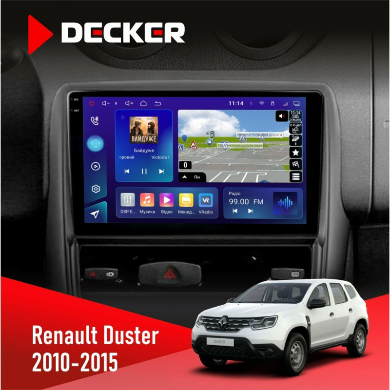 Штатна магнітола Renault Duster 2010-2015 Decker D9-009 4x64, DSP, 4G, 2k