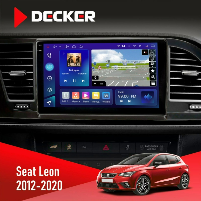 Штатна магнітола Seat Leon 2012-2020 Decker D9-009 4x64, DSP, 4G, 2k