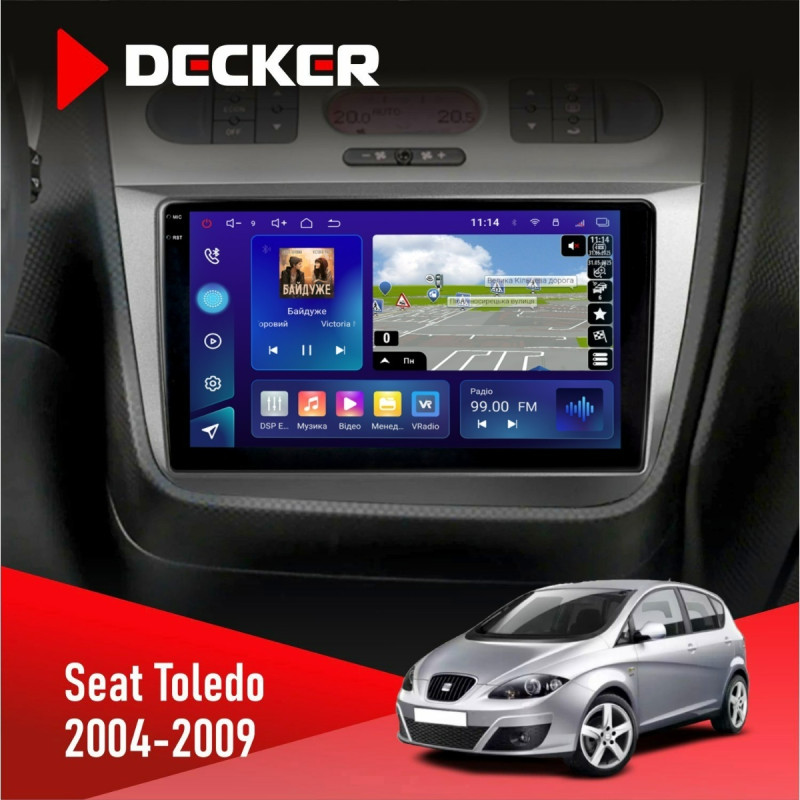 Штатна магнітола Seat Toledo 2004-2009 Decker D9-009 4x64, DSP, 4G, 2k