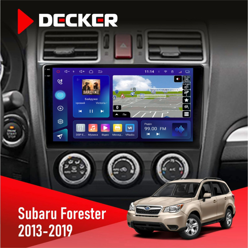 Штатна магнітола Subaru Forester 2013-2019 w/o CAN Decker D9-009 4x64, DSP, 4G, 2k