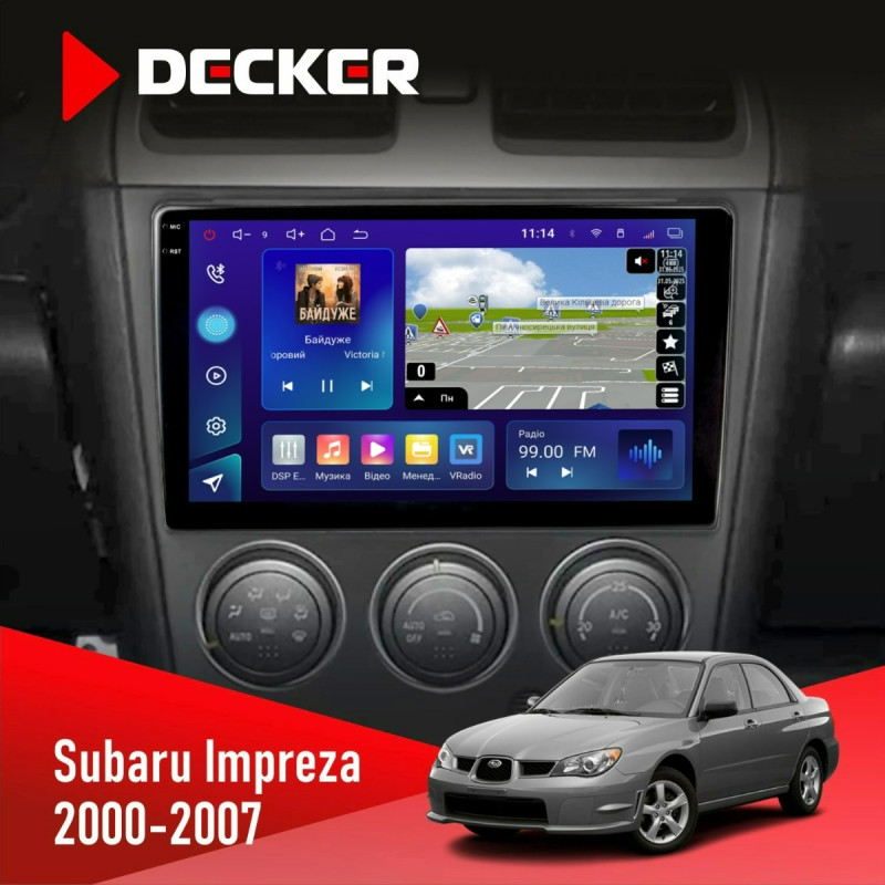 Штатна магнітола Subaru Impreza 2000-2007 Decker D9-009 4x64, DSP, 4G, 2k