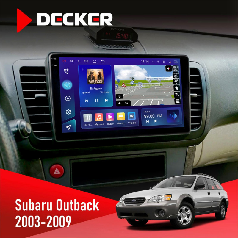 Штатна магнітола Subaru Outback 2003-2009 Decker D9-009 4x64, DSP, 4G, 2k