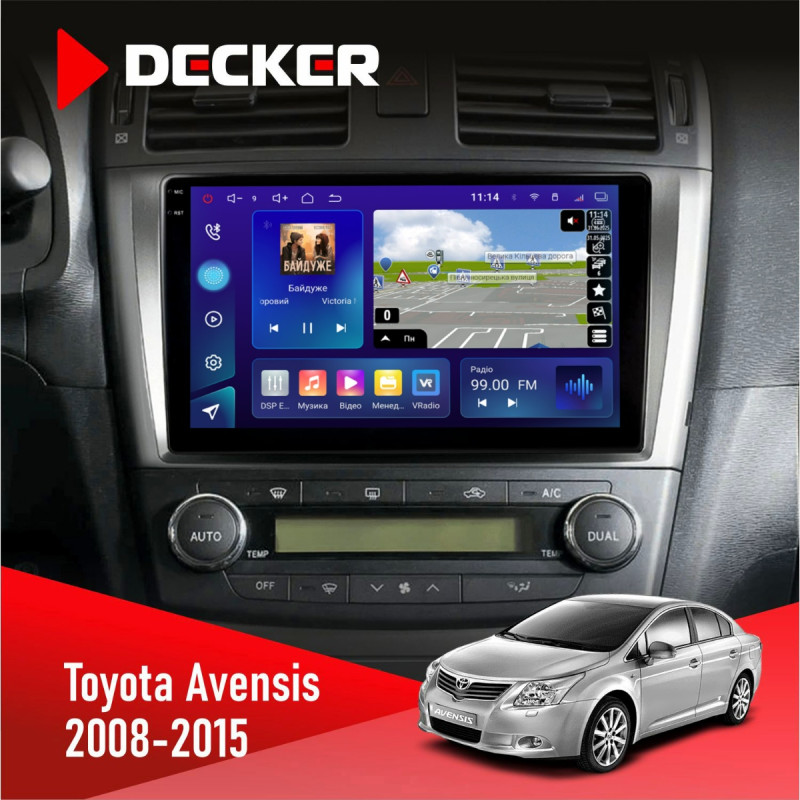 Штатна магнітола Toyota Avensis 2008-2015 Decker D9-009 4x64, DSP, 4G, 2k