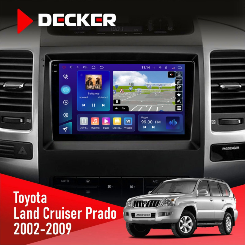 Штатна магнітола Toyota Land Cruiser Prado (120) 2002-2009 Decker D9-009 4x64, DSP, 4G, 2k