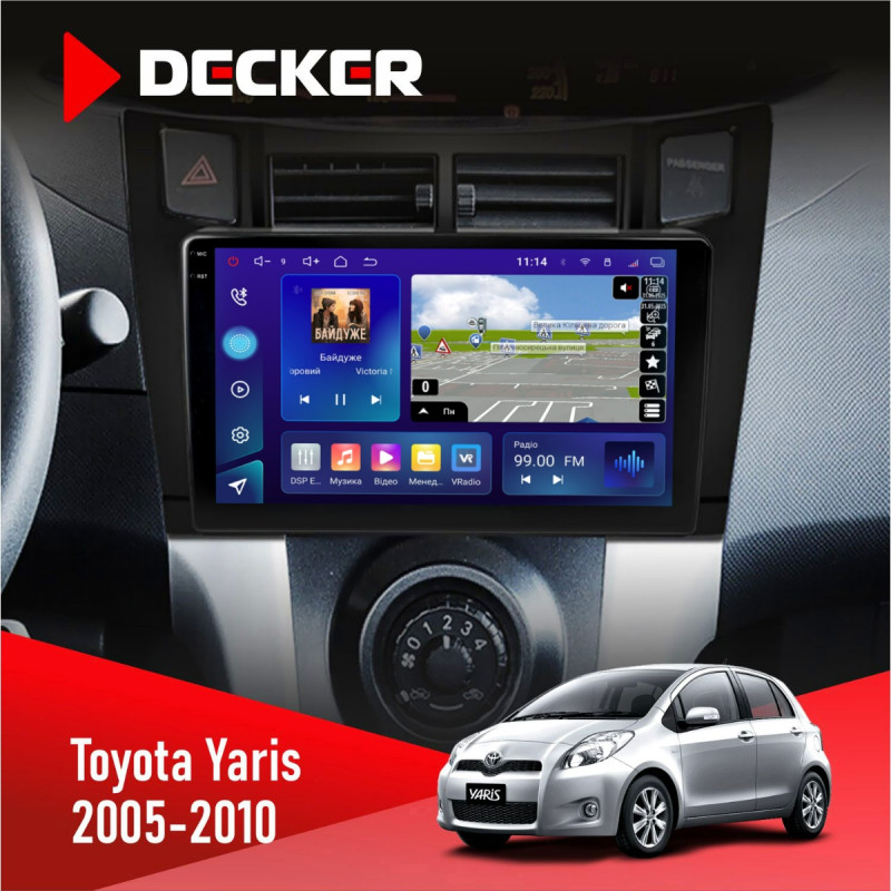 Штатна магнітола Toyota Yaris 2005-2010 Decker D9-009 4x64, DSP, 4G, 2k
