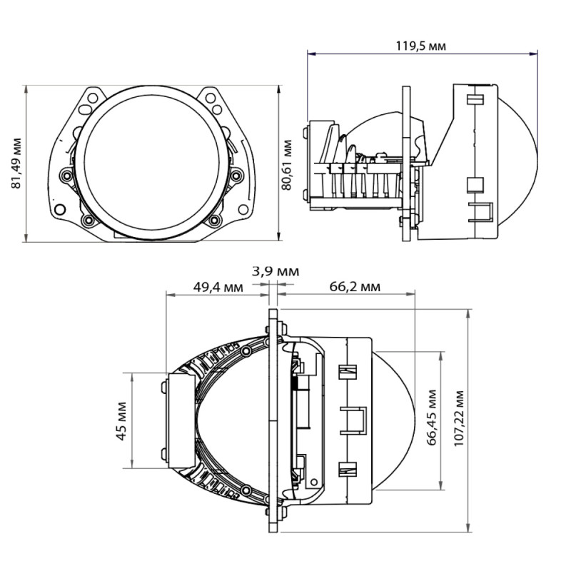 Світлодіодна лінза Decker LED BL 3.0" R-10 60W
