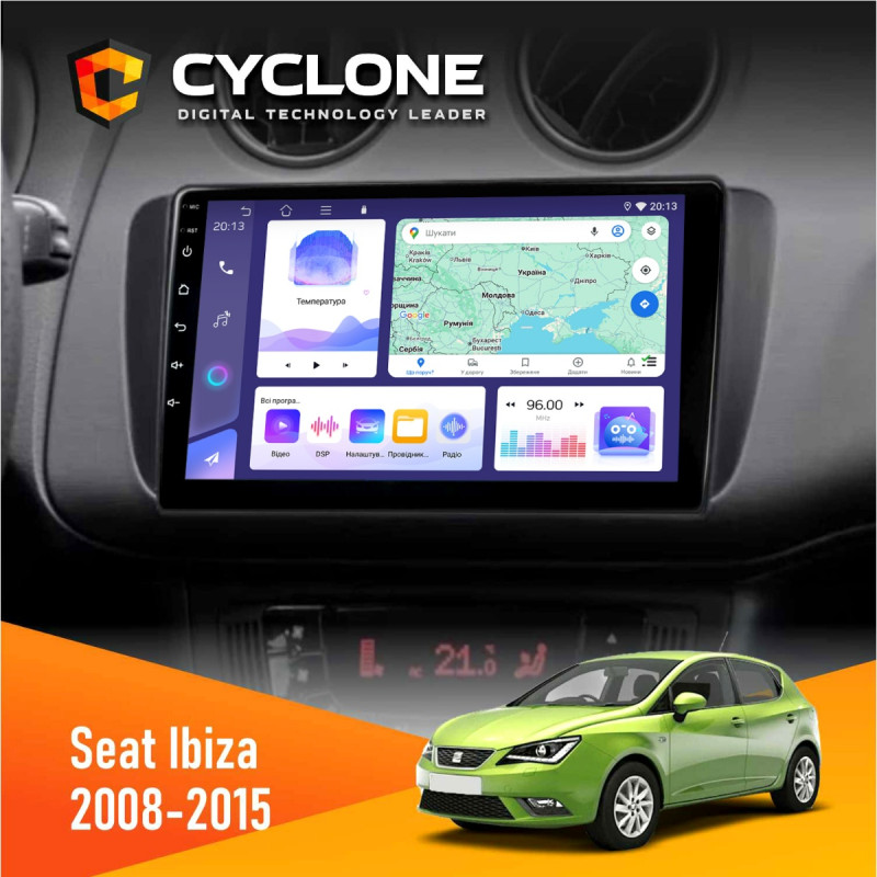 Штатна магнітола Seat Ibiza 2008-2015 Cyclone C9-011 4x64, DSP