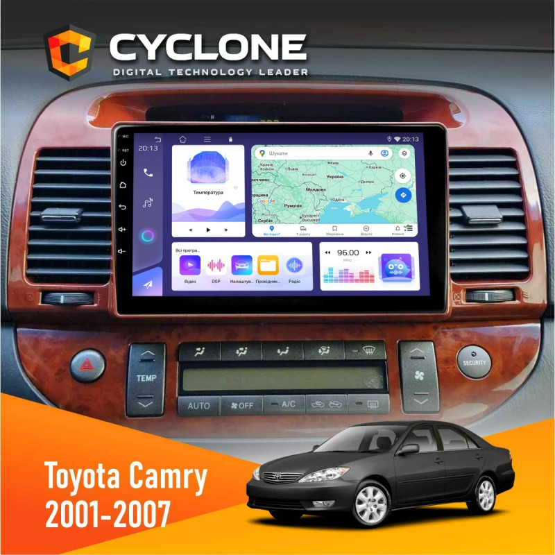 Штатна магнітола Toyota Camry 30 2001-2007 Wood Cyclone C9-011 4x64, DSP
