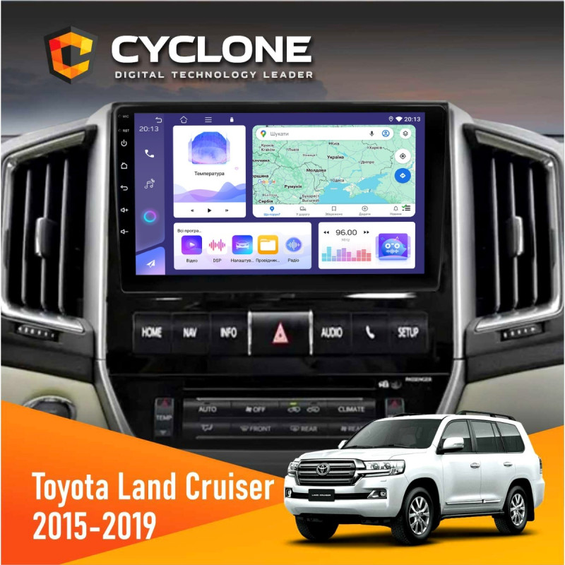 Штатна магнітола Toyota Land Cruiser (200) 2015-2019 Cyclone C9-011 4x64, DSP