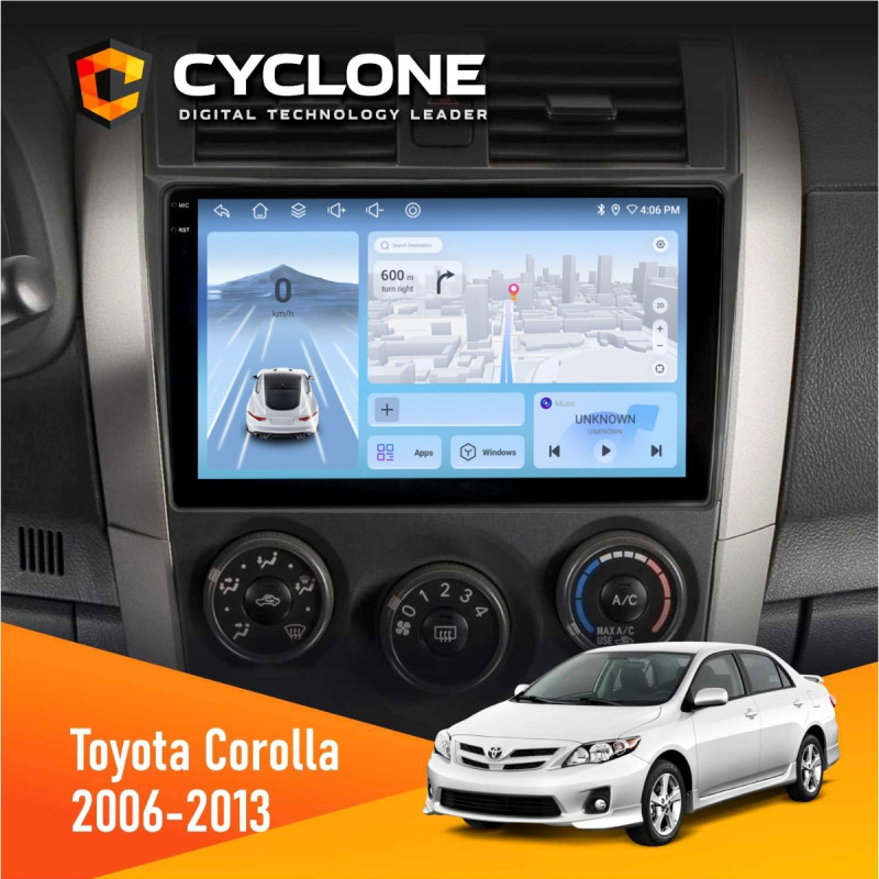 Штатна магнітола Toyota Corolla 2006-2013 Cyclone C9-012 4x64, DSP, 4G