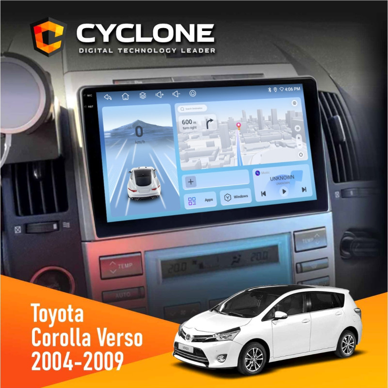 Штатна магнітола Toyota Corolla Verso 2004-2009 Cyclone C9-012 4x64, DSP, 4G