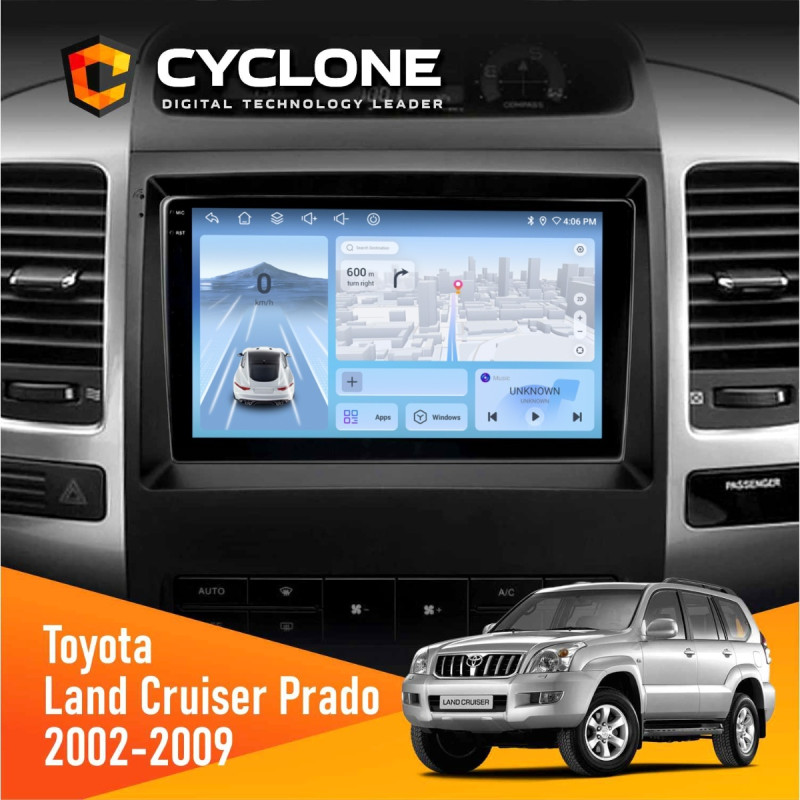 Штатна магнітола Toyota Land Cruiser Prado (120) 2002-2009 Cyclone C9-012 4x64, DSP, 4G