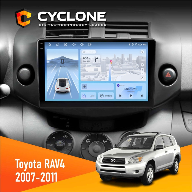 Штатна магнітола Toyota RAV4 2007-2011 Cyclone C9-012 4x64, DSP, 4G