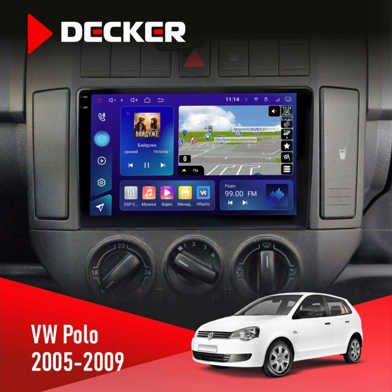 Штатна магнітола Volkswagen Polo 2005-2009 Decker D9-009 4x64, DSP, 4G, 2k