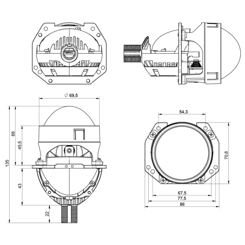Світлодіодна лінза Cyclone LED BL 2.5" I3 40/50W