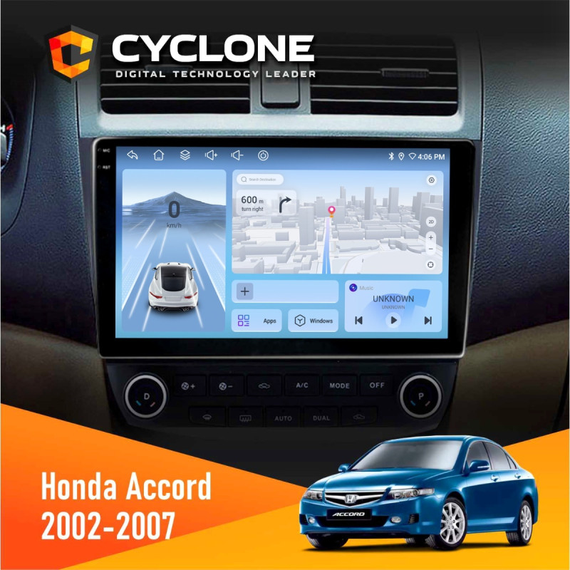 Штатна магнітола Honda Accord 2002-2007 Cyclone C10-012 4x64, DSP, 4G