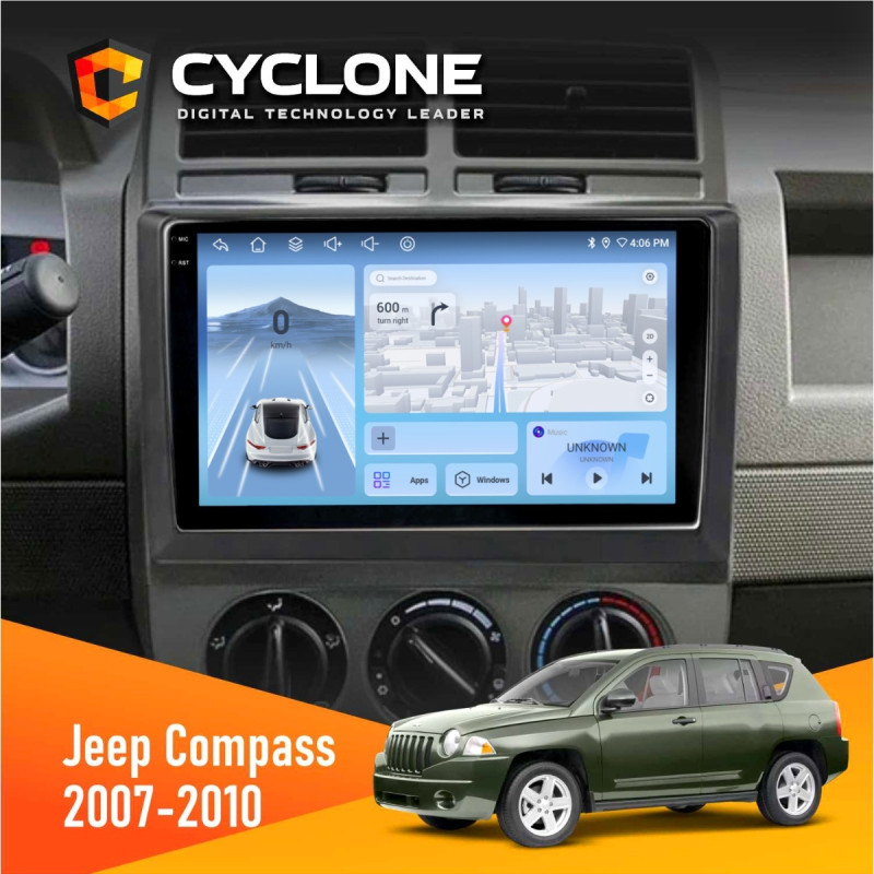 Штатна магнітола Jeep Compass 2007-2010 Cyclone C10-012 4x64, DSP, 4G