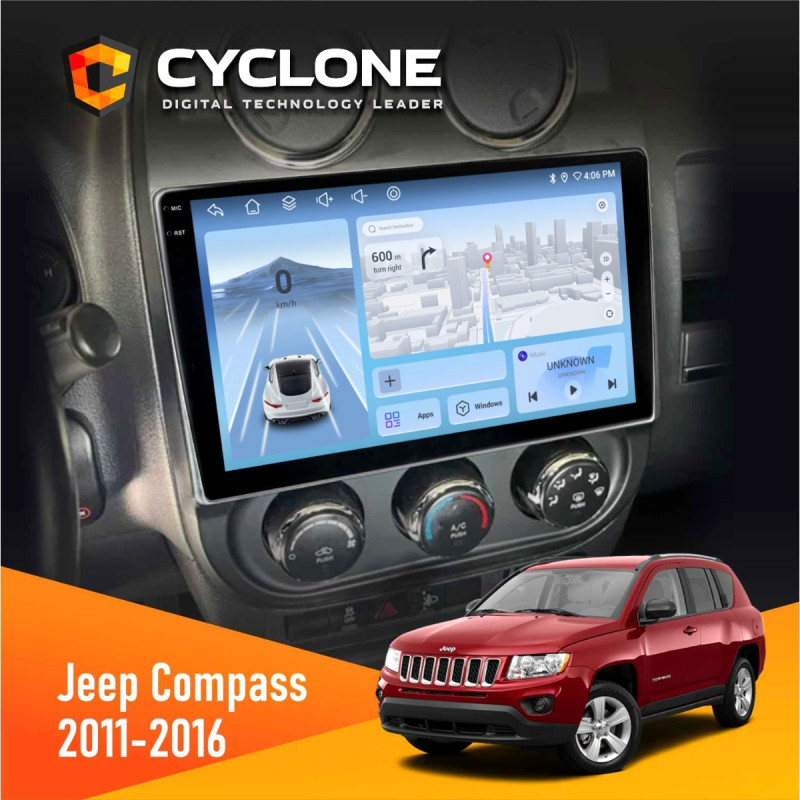 Штатна магнітола Jeep Compass, Patriot 2011-2016 Cyclone C10-012 4x64, DSP, 4G