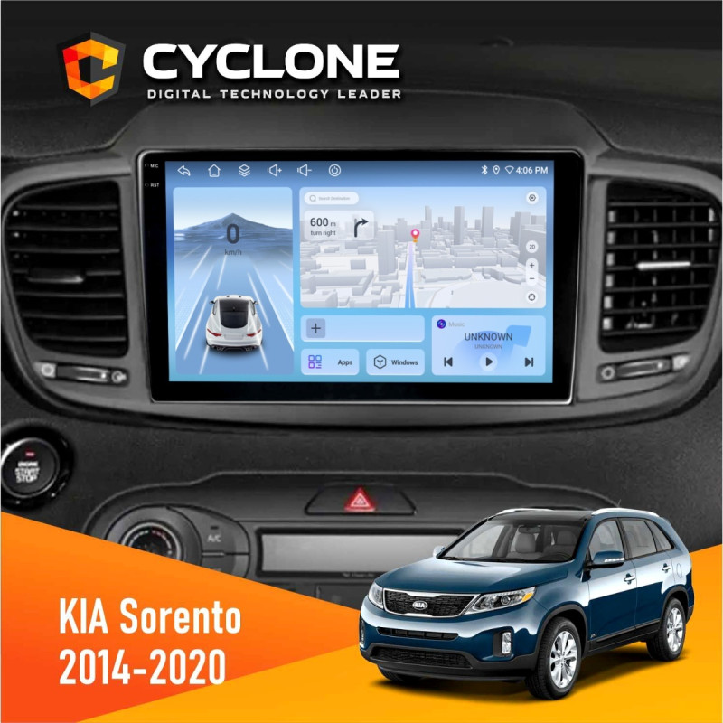 Штатна магнітола KIA Sorento 2014-2020 Cyclone C10-012 4x64, DSP, 4G