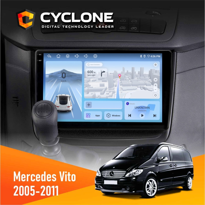 Штатна магнітола Mercedes-Benz Vito 2003-2014 Cyclone C10-012 4x64, DSP, 4G