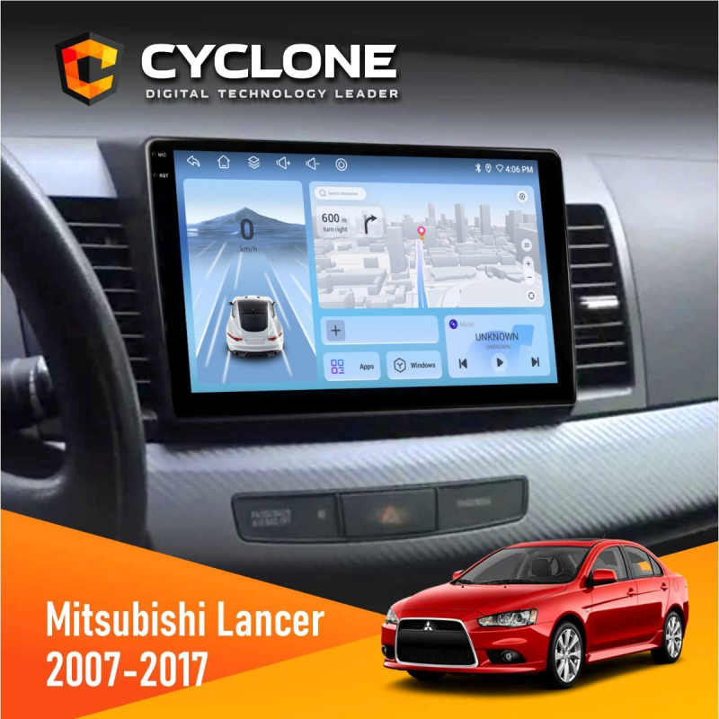 Штатна магнітола Mitsubishi Lancer X 2007-2017 AMP Rockford Cyclone C10-012 4x64, DSP, 4G