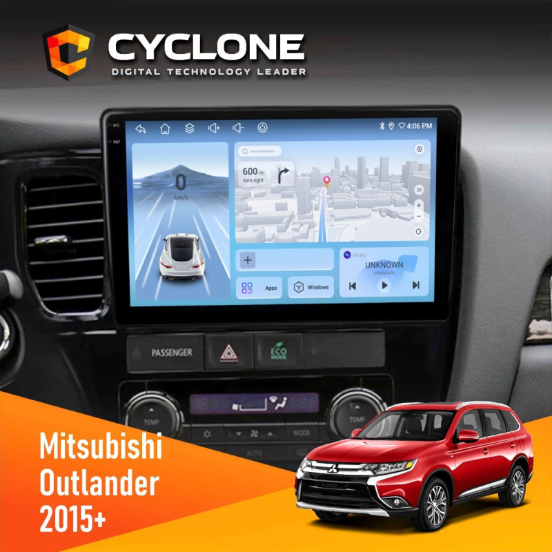 Штатна магнітола Mitsubishi Outlander 2015+ Cyclone C10-012 4x64, DSP, 4G