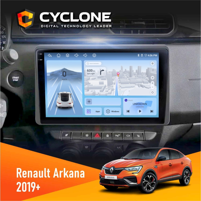 Штатна магнітола Renault Arkana, Duster 2019+ Cyclone C10-012 4x64, DSP, 4G