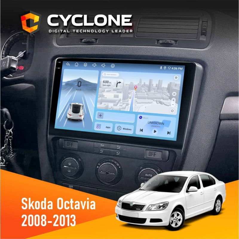 Штатна магнітола Skoda Octavia A5 2008-2013 Black Cyclone C10-012 4x64, DSP, 4G
