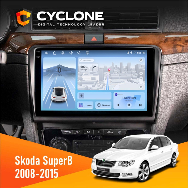 Штатна магнітола Skoda SuperB 2008-2015 Cyclone C10-012 4x64, DSP, 4G