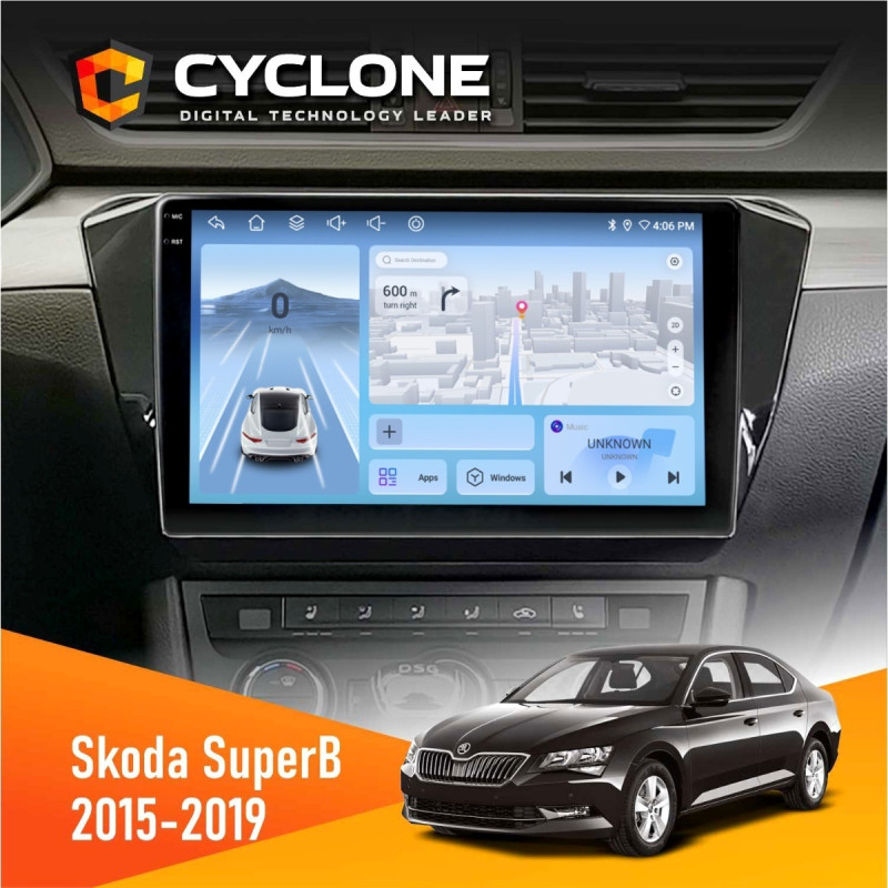 Штатна магнітола Skoda SuperB 2015-2019 Cyclone C10-012 4x64, DSP, 4G