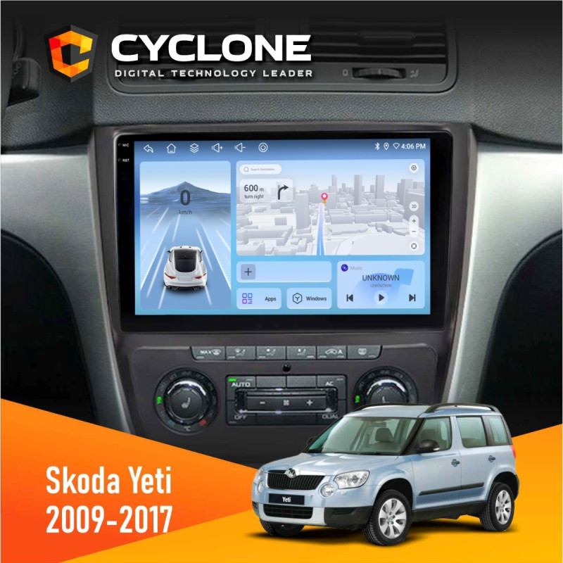 Штатна магнітола Skoda Yeti 2009-2017 Cyclone C10-012 4x64, DSP, 4G