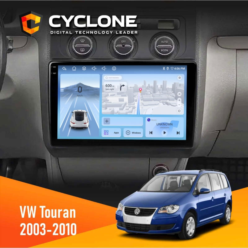 Штатна магнітола Volkswagen Touran 2003-2010 Black Climate Cyclone C10-012 4x64, DSP, 4G