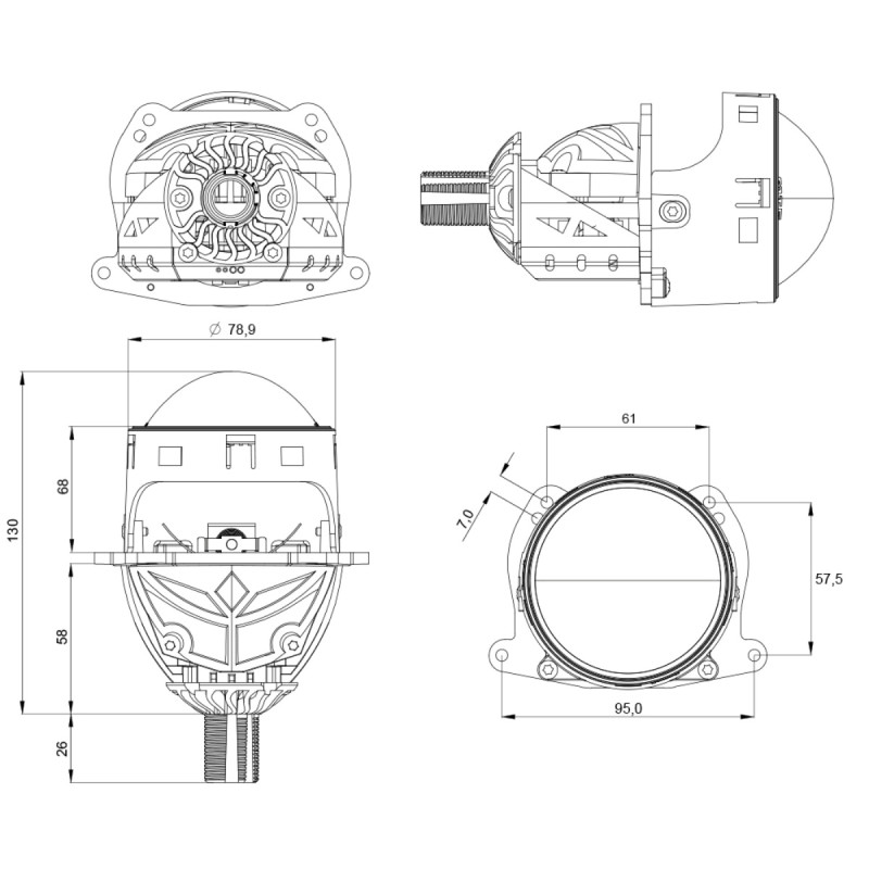 Світлодіодна лінза Cyclone LED BL 3.0" Q1 60/70W