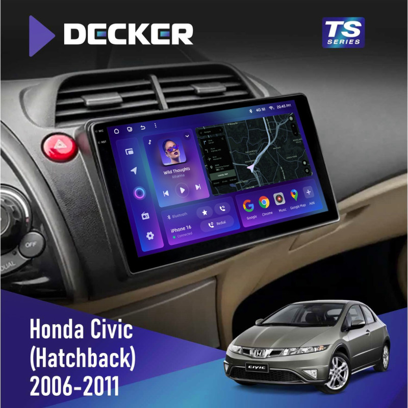 Штатна магнітола Honda Civic 2006-2011 (Hatchback) Cyclone C10-013 4x64 DSP 4G