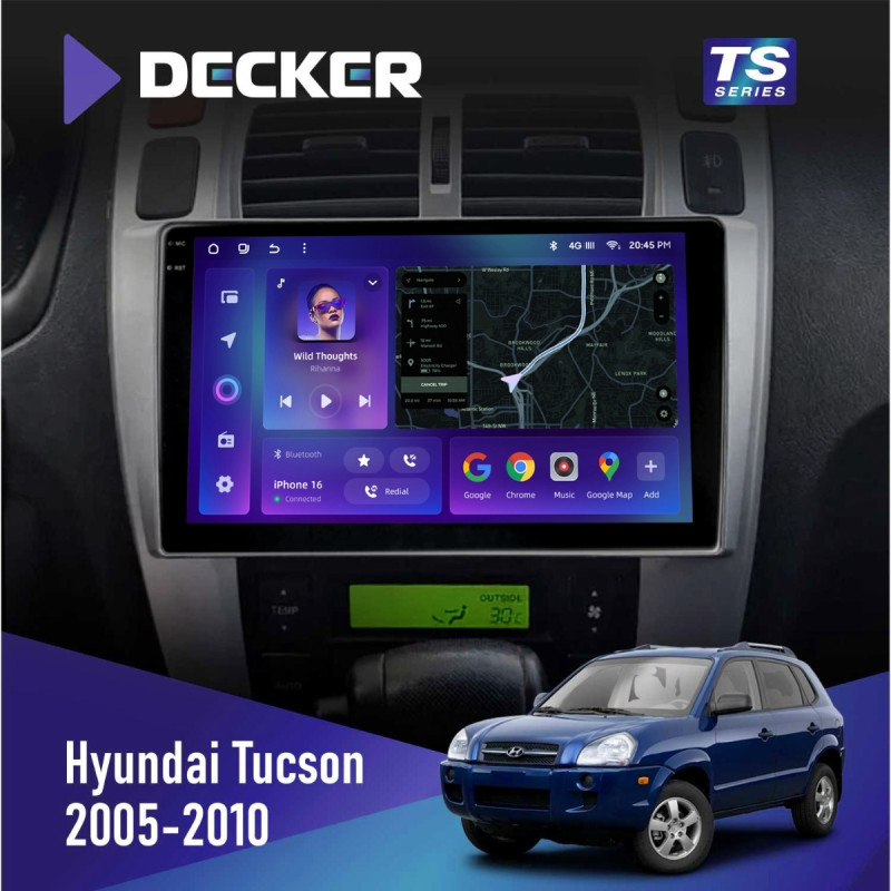 Штатна магнітола Hyundai Tucson 2005-2010 Black Cyclone C10-013 4x64 DSP 4G