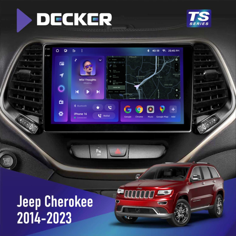 Штатна магнітола Jeep Cherokee 2014-2023 Cyclone C10-013 4x64 DSP 4G