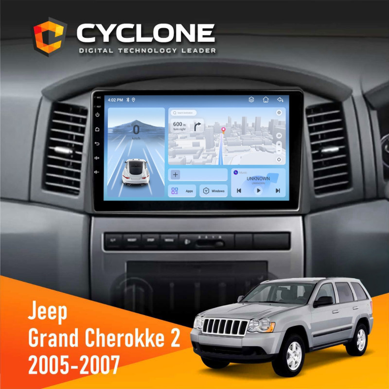 Штатна магнітола Jeep Grand Cherokee 2005-2007 Big Screen Cyclone C10-012 4x64, DSP, 4G