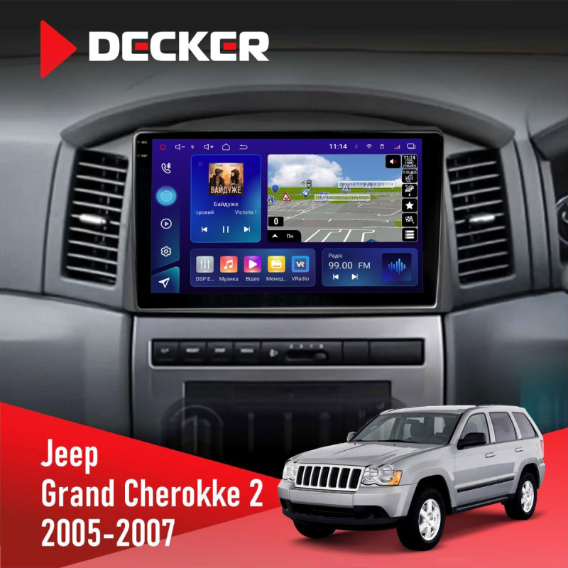 Штатна магнітола Jeep Grand Cherokee 2005-2007 Big Screen Decker D10-009 4x64, DSP, 4G, 2k