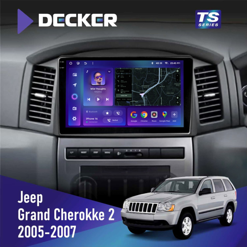 Штатна магнітола Jeep Grand Cherokee 2005-2007 Big Screen Cyclone C10-013 4x64 DSP 4G
