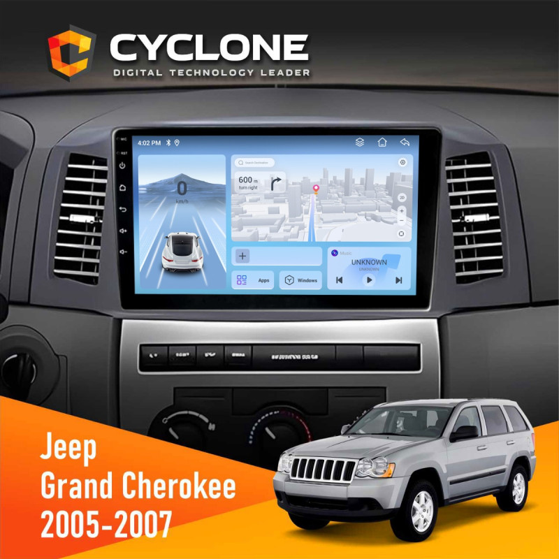Штатна магнітола Jeep Grand Cherokee 2005-2007 Small Screen Cyclone C10-012 4x64, DSP, 4G