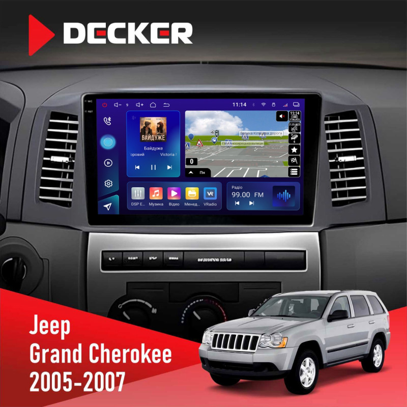 Штатна магнітола Jeep Grand Cherokee 2005-2007 Small Screen Decker D10-009 4x64, DSP, 4G, 2k