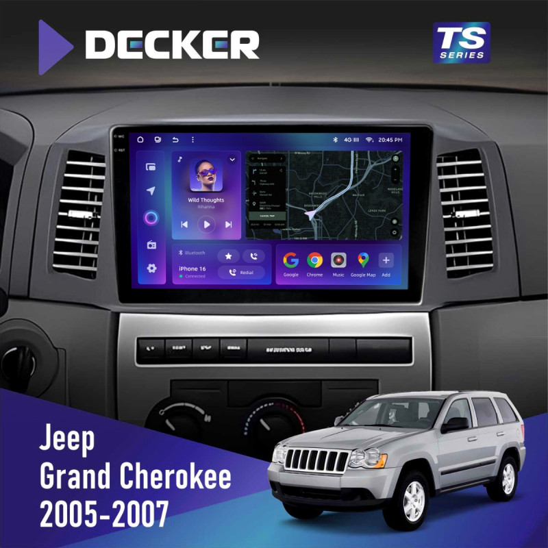 Штатна магнітола Jeep Grand Cherokee 2005-2007 Small Screen Cyclone C10-013 4x64 DSP 4G
