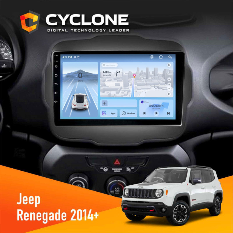 Штатна магнітола Jeep Renegade 2014+ Cyclone C9-012 4x64, DSP, 4G