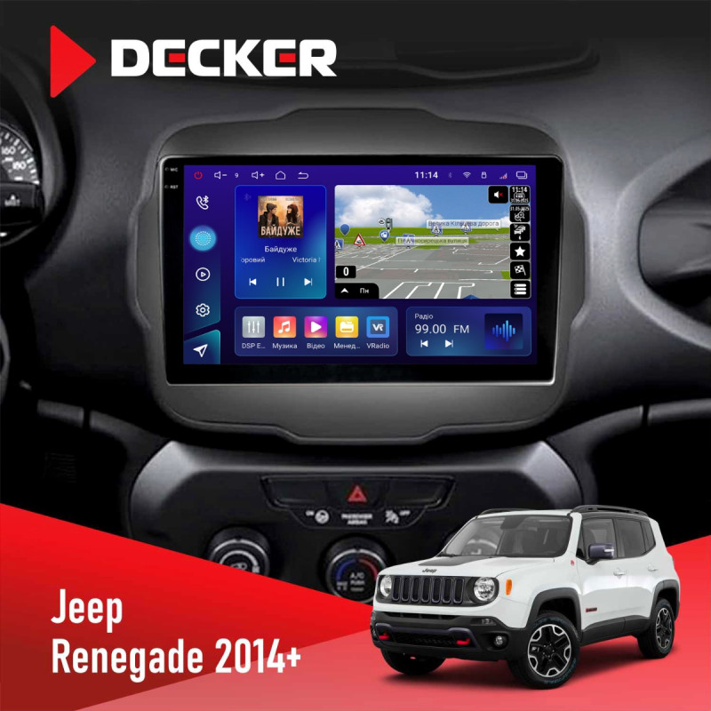 Штатна магнітола Jeep Renegade 2014+ Decker D9-009 4x64, DSP, 4G, 2k
