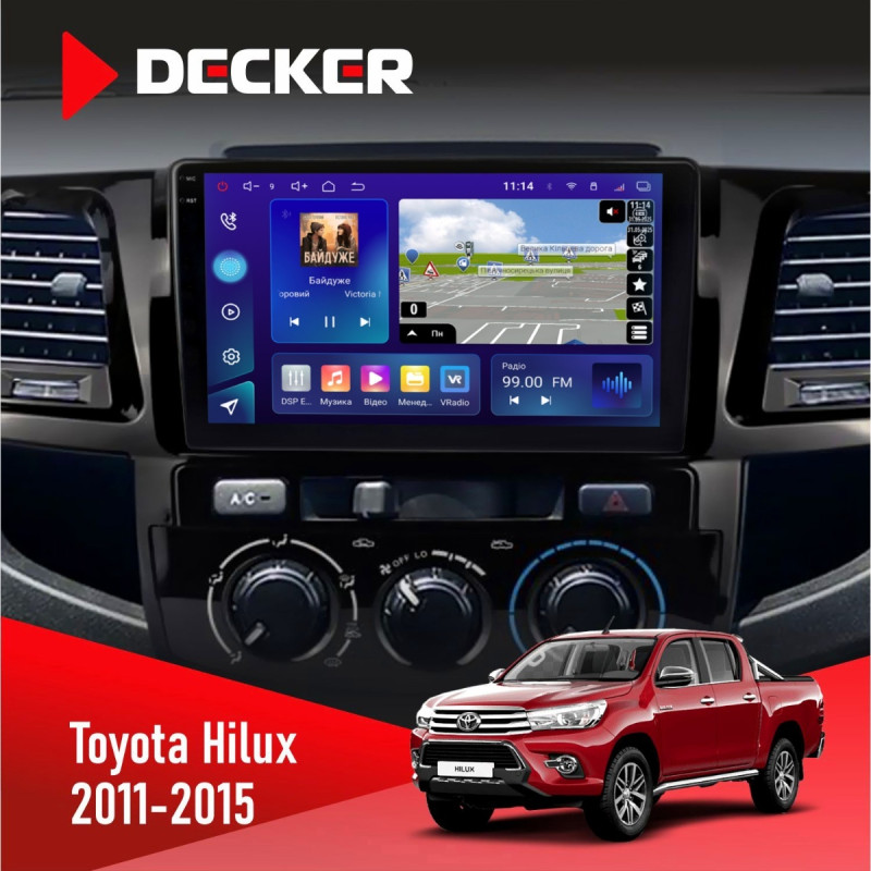 Штатна магнітола Toyota Hilux 2011-2015 Decker D9-009 4x64, DSP, 4G, 2k