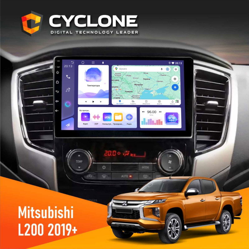 Штатна магнітола Mitsubishi L200 2019+ Cyclone C9-011 4x64 DSP