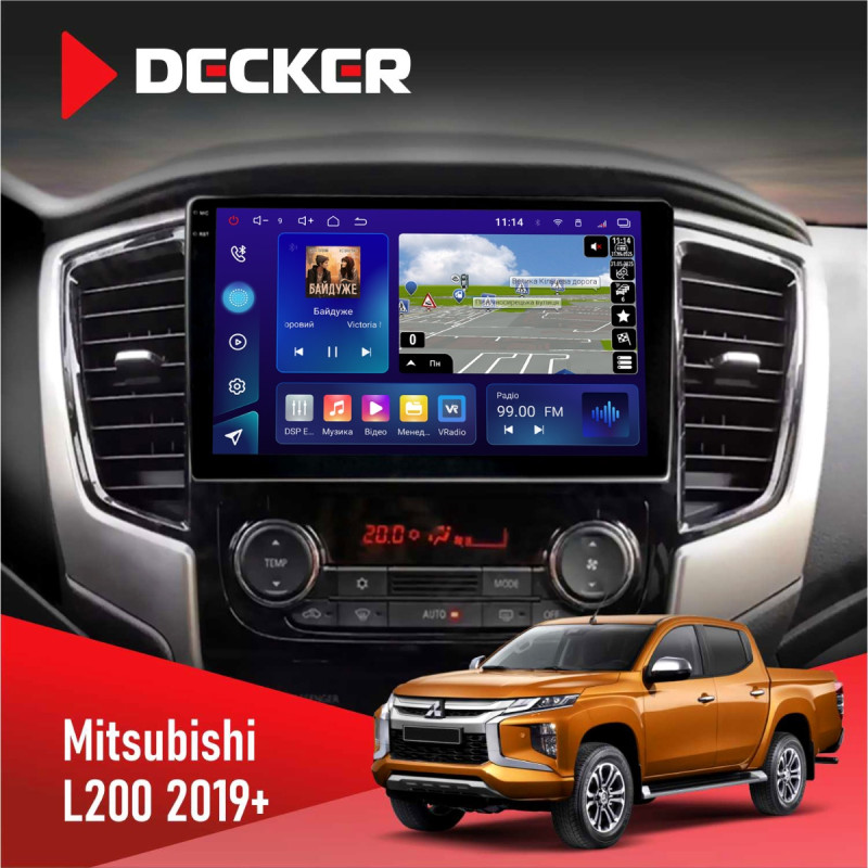 Штатна магнітола Mitsubishi L200 2019+ Decker D9-009 4x64, DSP, 4G, 2k