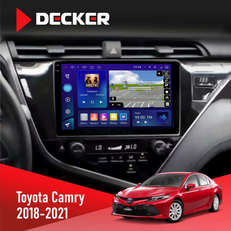 Штатна магнітола Toyota Camry 2018-2021 Decker D10-009 4x64, DSP, 4G, 2k