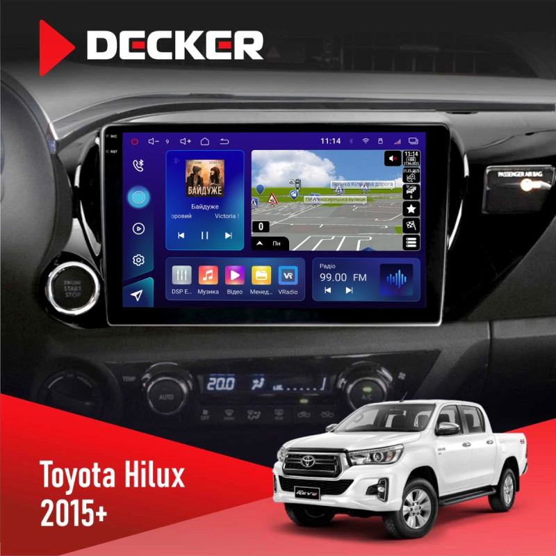Штатна магнітола Toyota Hilux 2015+ Decker D10-009 4x64, DSP, 4G, 2k